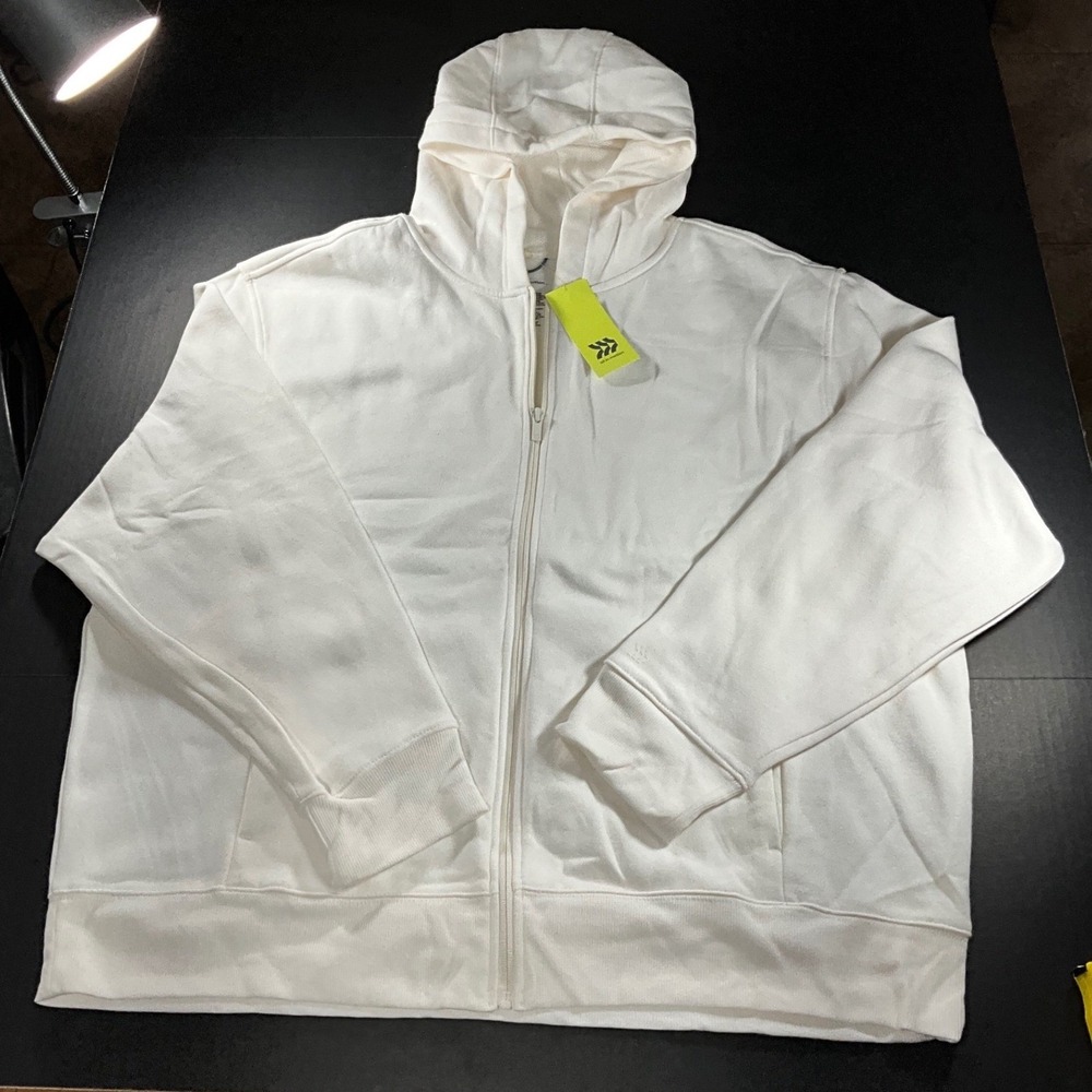 All in Motion Mens 2XL Light Beige Cotton Fleece Full Zip Hoodie Sweatshirt NWT
